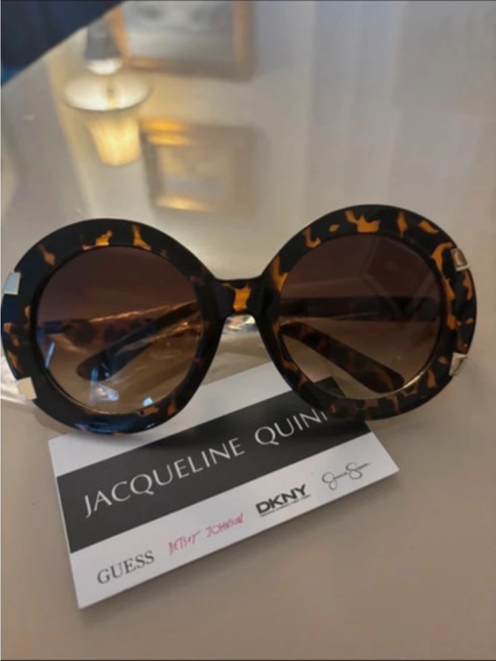 Tortoiseshell Round Sunglasses - Brown Lenses